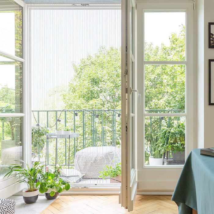 Fadenvorhang, 145x245 cm, mit Tunneldurchzug, kürzbar, für Türen & Fenster, Fadenvorhang Silber, waschbar, 100 Polyester