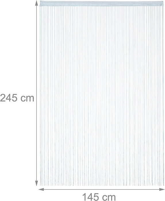 Fadenvorhang, 145x245 cm, mit Tunneldurchzug, kürzbar, für Türen & Fenster, Fadenvorhang Silber, waschbar, 100 Polyester