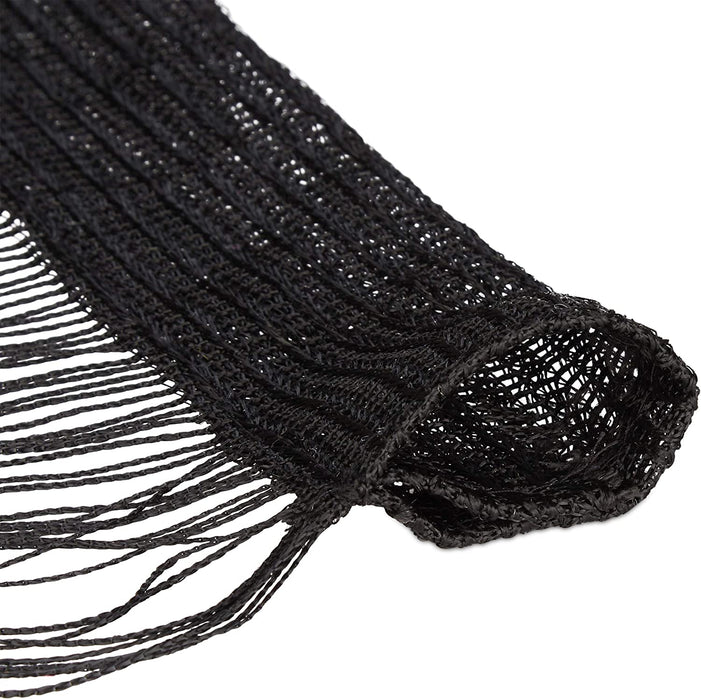 Fadenvorhang schwarz, kürzbar, Tunneldurchzug, für Türen & Fenster, waschbar, Fadengardine, 145x245 cm, Black