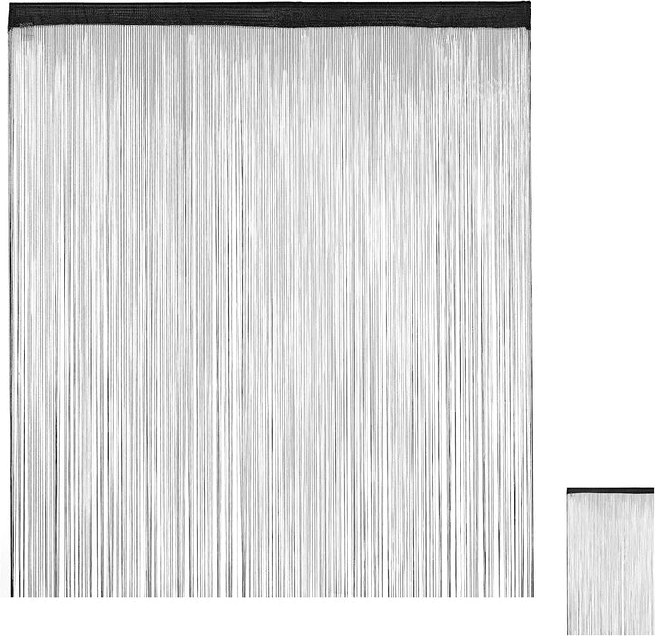 Fadenvorhang schwarz, kürzbar, Tunneldurchzug, für Türen & Fenster, waschbar, Fadengardine, 145x245 cm, Black