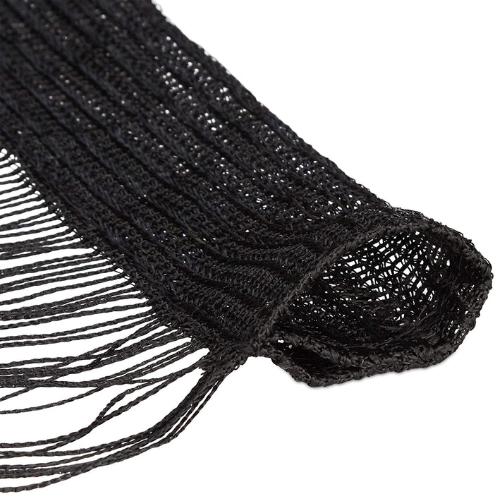 Fadenvorhang schwarz, kürzbar, Tunneldurchzug, für Türen & Fenster, waschbar, Fadengardine, 90x245 cm, Black, 90x245cm