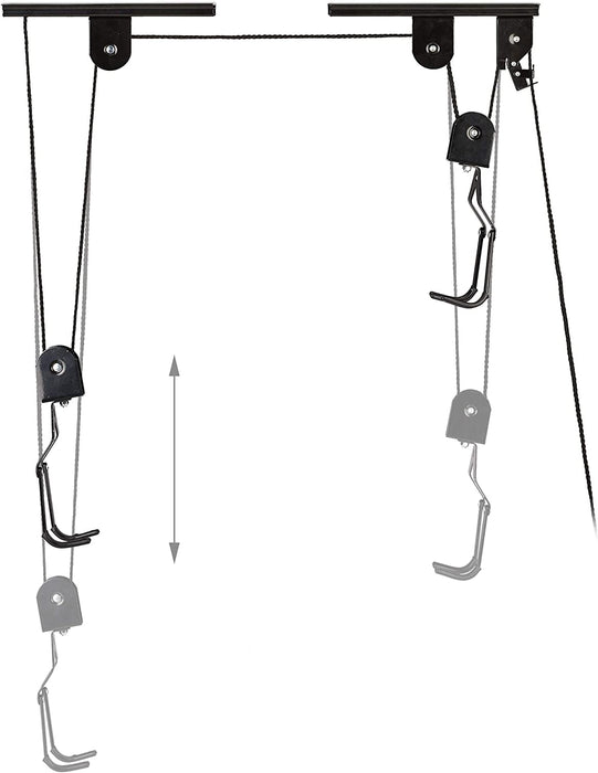 Fahrradlift, bis 20 kg, max. Deckenhöhe 4 m, Fahrrad Deckenhalterung mit Flaschenzug, Garage, Keller, schwarz