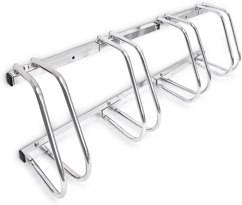 Fahrradständer, Für 4 Fahrräder, Boden- und Wandmontage, Mehrfachständer, HBT: ca. 26 x 100 x 32 cm, silber