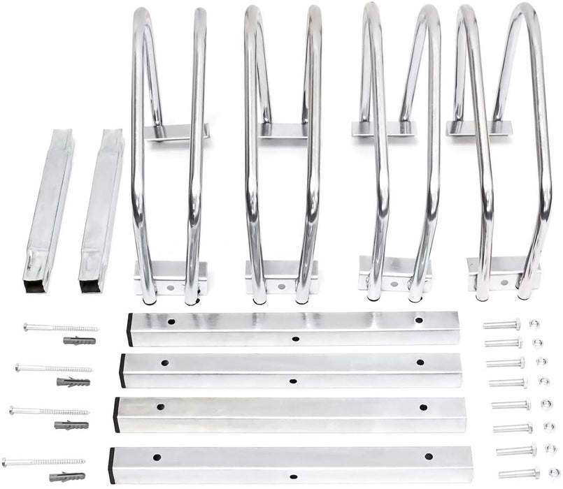 Fahrradständer, Für 4 Fahrräder, Boden- und Wandmontage, Mehrfachständer, HBT: ca. 26 x 100 x 32 cm, silber