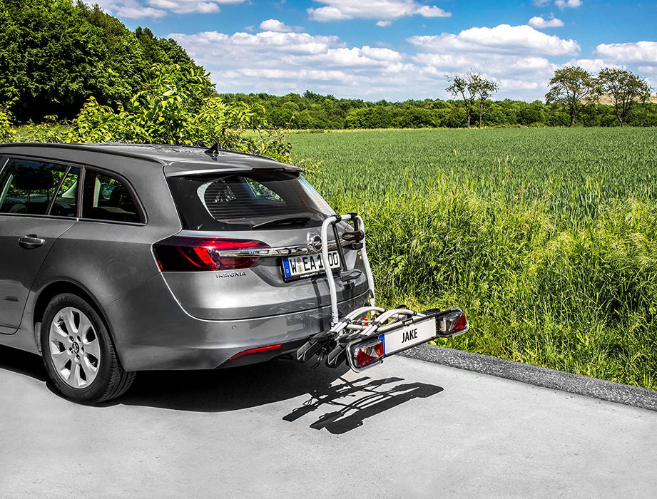 Fahrradträger JAKE, E-Bike geeignet, teilweise vormontiert, erweiterbar, Diebstahlschutz, für 2 Fahrräder, für Anhängerkupplung