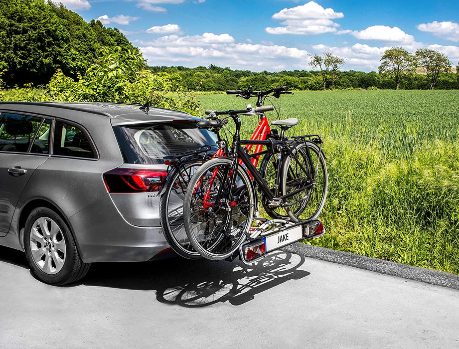 Fahrradträger JAKE, E-Bike geeignet, teilweise vormontiert, erweiterbar, Diebstahlschutz, für 2 Fahrräder, für Anhängerkupplung