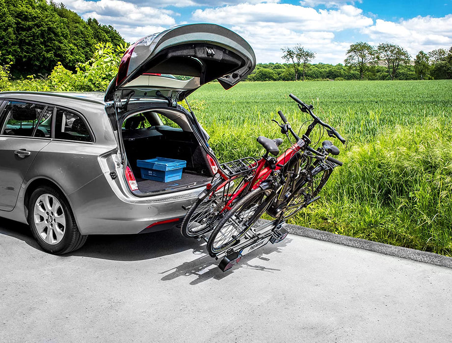 Fahrradträger PREMIUM, E-Bike geeignet, komplett vormontiert, Diebstahlschutz, für 2 Fahrräder, für Anhängerkupplung
