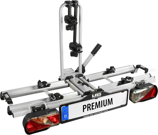 Fahrradträger PREMIUM, E-Bike geeignet, komplett vormontiert, Diebstahlschutz, für 2 Fahrräder, für Anhängerkupplung