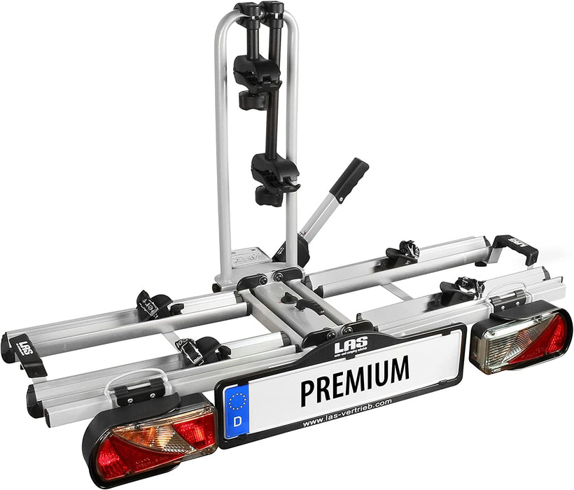 Fahrradträger PREMIUM, E-Bike geeignet, komplett vormontiert, Diebstahlschutz, für 2 Fahrräder, für Anhängerkupplung