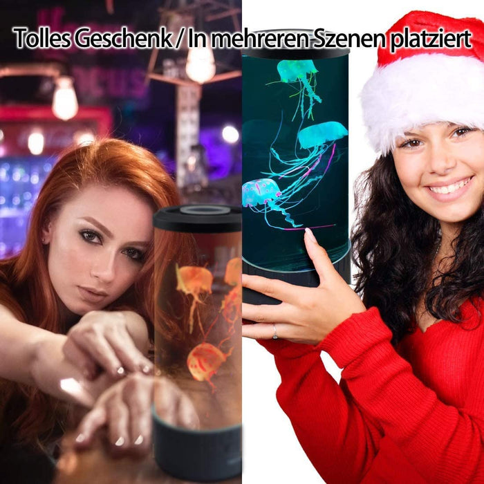 Fantasy Quallen Lampe 14 Zoll Jellyfish Lamp Aquarium LED Tank Mood Lampe Multi Color Nachtlicht Desktop Runde Stimmungslampe Dekoration Spielzeug