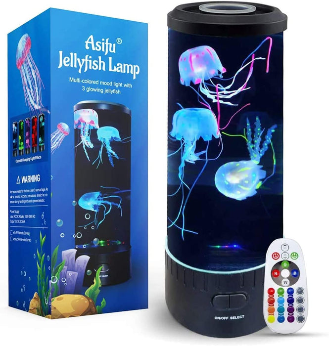 Fantasy Quallen Lampe 14 Zoll Jellyfish Lamp Aquarium LED Tank Mood Lampe Multi Color Nachtlicht Desktop Runde Stimmungslampe Dekoration Spielzeug