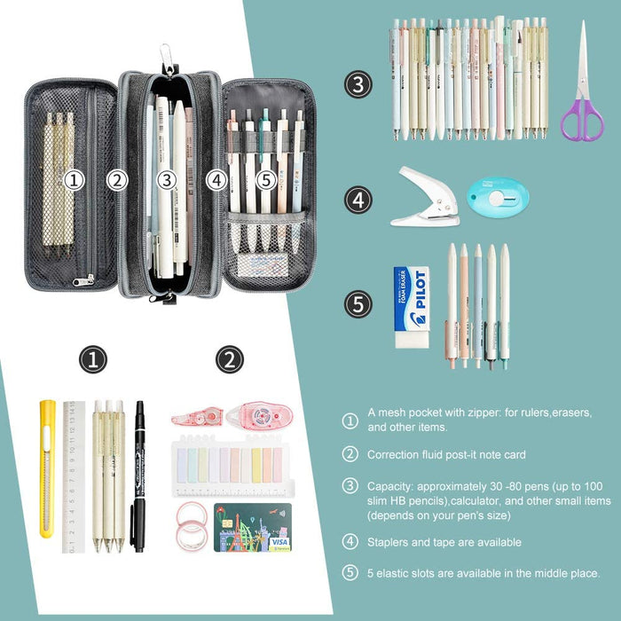 Federmäppchen Farbe Bleistiftetui Große Aufbewahrung Bleistift Tasche Handheld tragbare Büro Briefpapier Tasche Geeignet für High School College