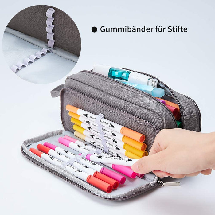 Federmäppchen mit 3 Fächer Große Kapazität Mäppchen Federtasche Stiftetasche Pencil Case Bleistifttasche für Schule & Büro