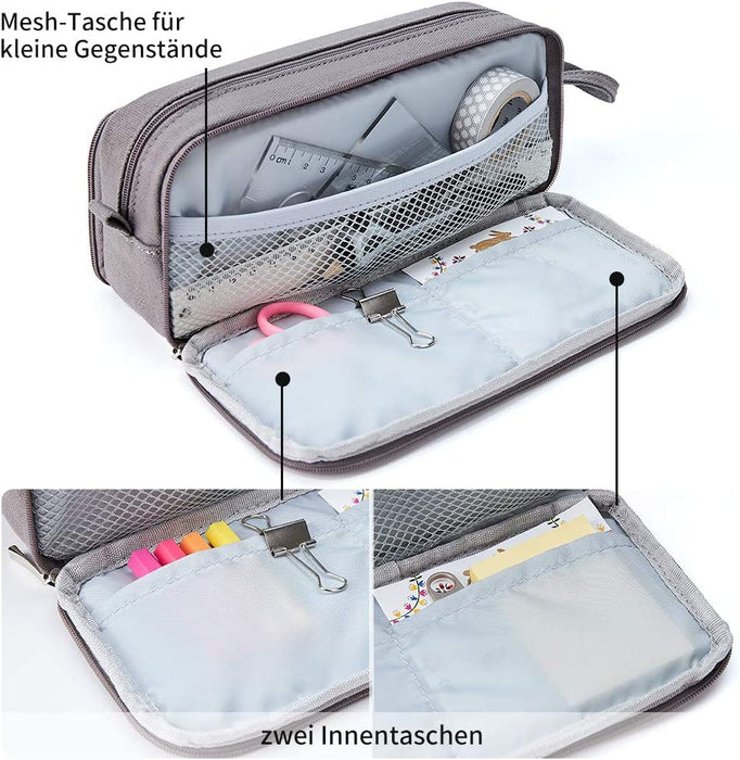 Federmäppchen mit 3 Fächer Große Kapazität Mäppchen Federtasche Stiftetasche Pencil Case Bleistifttasche für Schule & Büro