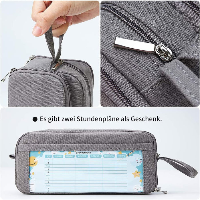 Federmäppchen mit 3 Fächer Große Kapazität Mäppchen Federtasche Stiftetasche Pencil Case Bleistifttasche für Schule & Büro