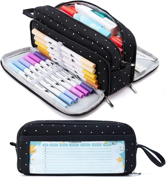 Federmäppchen mit 3 Fächer Große Kapazität Mäppchen Federtasche Stiftetasche Pencil Case Bleistifttasche für Schule & Büro