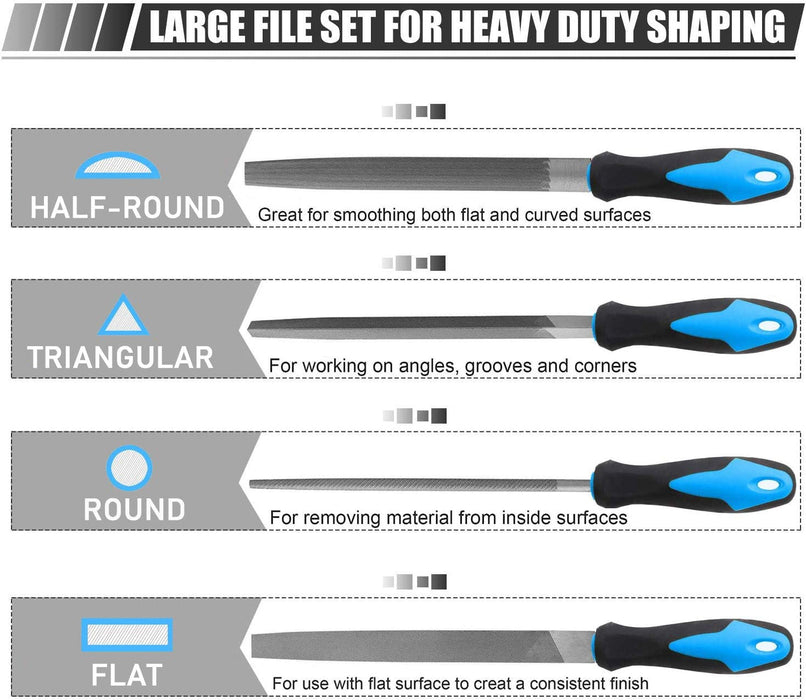 Feilen-Set, Werkstattfeile Satz 19 tlg. Feilensatz inkl. Flachfeile Halbrundfeile Rundfeile Dreikantfeile Nadelfeile Schlüsselfeilen für Werkstatt