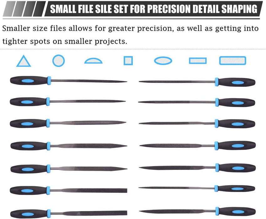 Feilen-Set, Werkstattfeile Satz 19 tlg. Feilensatz inkl. Flachfeile Halbrundfeile Rundfeile Dreikantfeile Nadelfeile Schlüsselfeilen für Werkstatt