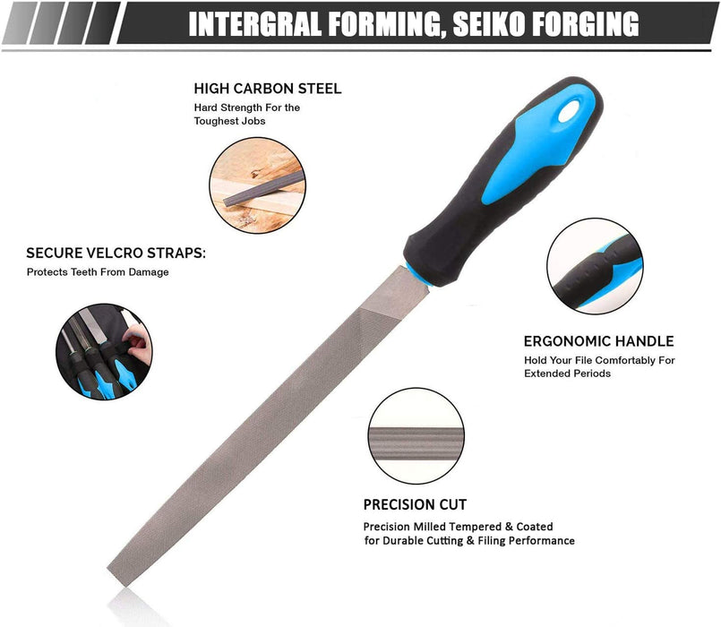 Feilen-Set, Werkstattfeile Satz 19 tlg. Feilensatz inkl. Flachfeile Halbrundfeile Rundfeile Dreikantfeile Nadelfeile Schlüsselfeilen für Werkstatt