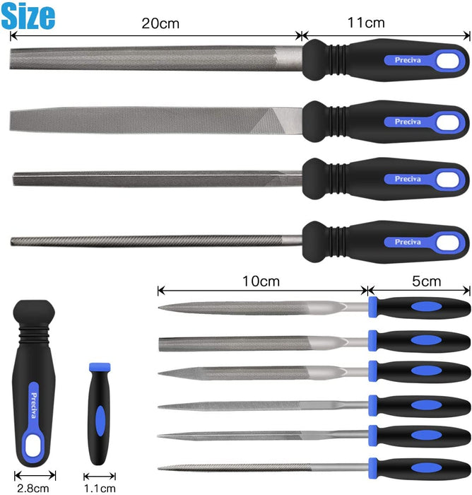 Feilen Set - 16 tlg. Werkstattfeile Satz inkl. Flachfeile Halbrundfeile Rundfeile Dreikantfeile Schlüsselfeilen für 3D Druck, Holzarbeiten