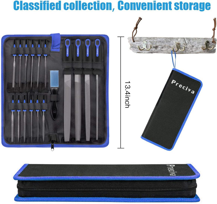 Feilen Set - 16 tlg. Werkstattfeile Satz inkl. Flachfeile Halbrundfeile Rundfeile Dreikantfeile Schlüsselfeilen für 3D Druck, Holzarbeiten