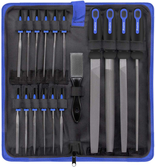 Feilen Set - 16 tlg. Werkstattfeile Satz inkl. Flachfeile Halbrundfeile Rundfeile Dreikantfeile Schlüsselfeilen für 3D Druck, Holzarbeiten