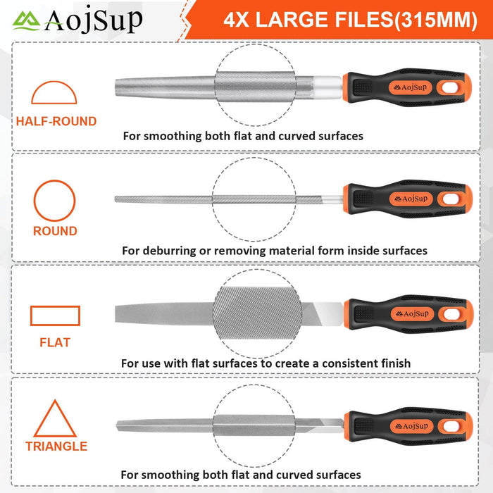 Feilen Set, 18 tlg Werkstattfeile Satz, Profi Feilensatz Metall, Feilenset für Holz Metall Inkl - Flachfeile Halbrundfeile Rundfeile Dreikantfeile