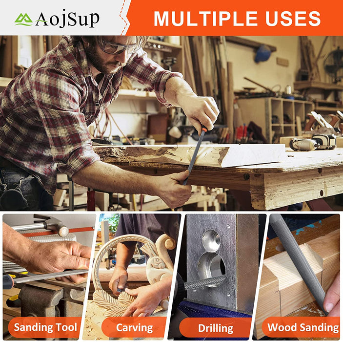 Feilen Set, 18 tlg Werkstattfeile Satz, Profi Feilensatz Metall, Feilenset für Holz Metall Inkl - Flachfeile Halbrundfeile Rundfeile Dreikantfeile