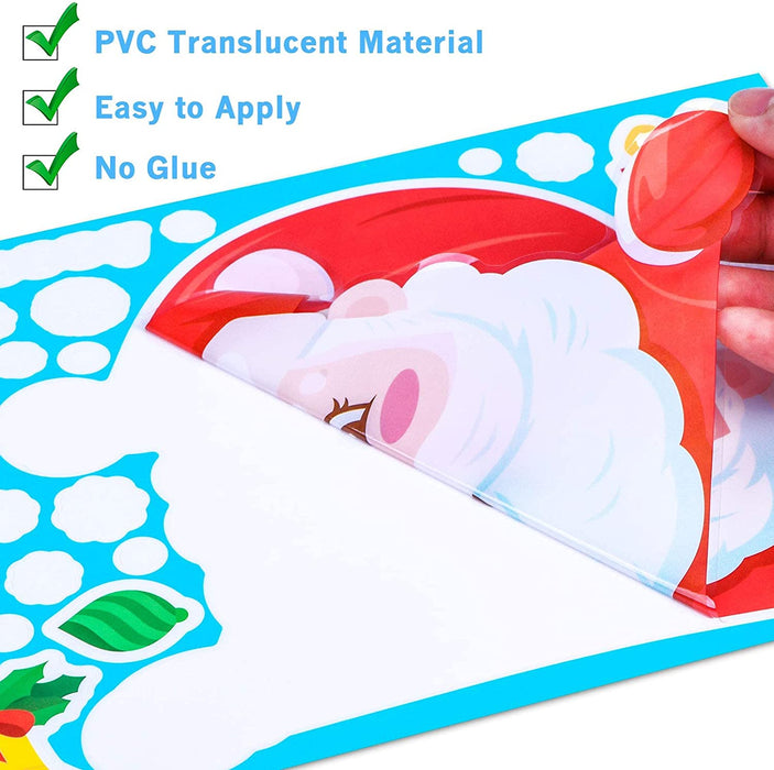 Fensterbilder Weihnachten, Weihnachtsdeko Fensteraufkleber PVC Fensterdeko Fenstersticker Selbstklebend Fensterfolie für Türen Schaufenster Vitrinen