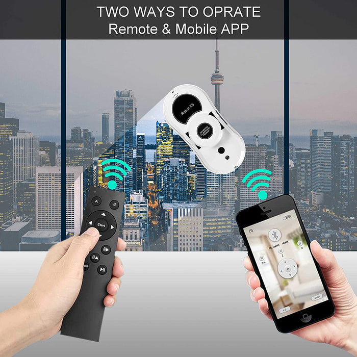 Fensterputzroboter, Fensterscheiben Reinigung, Glasputzroboter Bluetooth App mit Fernbedienung & Sicherheitsseil