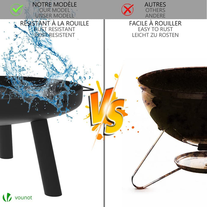 Feuerschale Feuerkorb Feuerstelle für Heizung, Garten, Camping, Terrasse, Ø 60 cm, Schwarz