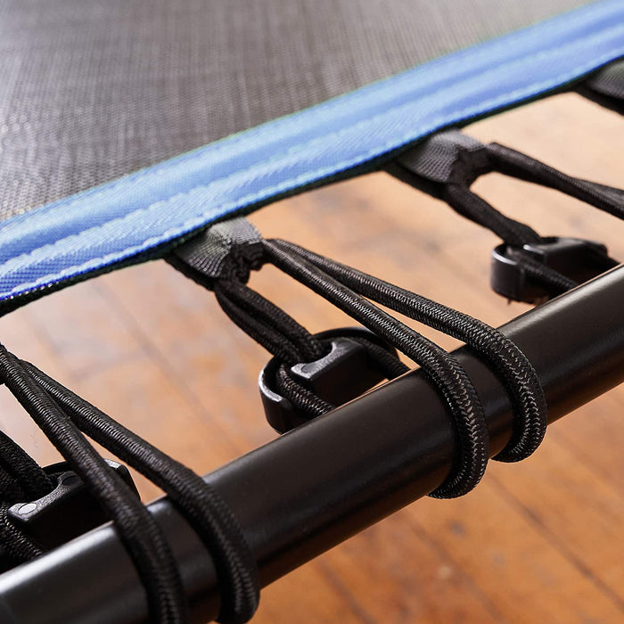 Fitness Trampolin für zuhause | auch mit Klappfunktion, mit Haltestange (5-fach höhenverstellbar), weiche Gummiseilfederung, sehr leise 