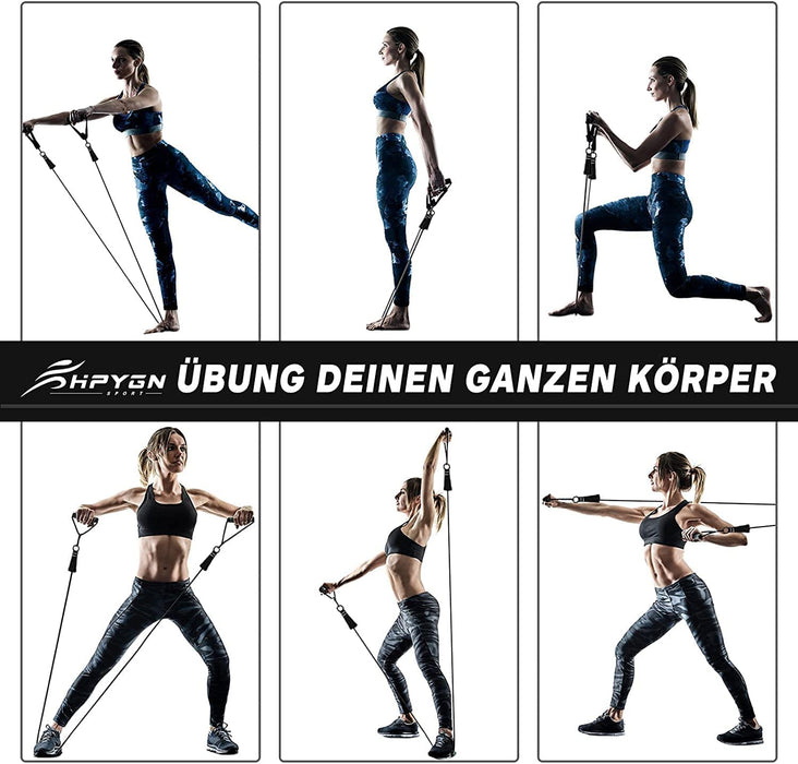 Fitnessbänder Set, 250lbs Resistance Bands 5 Verschiedene Stärken, Widerstandsbänder Set mit Griffen Knöchelriemen und Türanker Tragbarer Rucksack