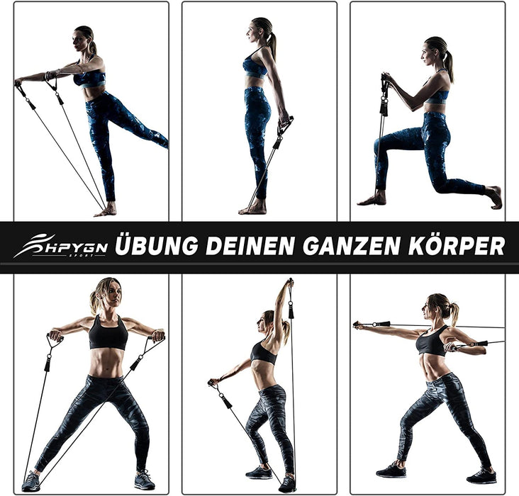 Fitnessbänder Set, 150lbs Resistance Bands 5 Verschiedene Stärken, Widerstandsbänder Set mit Griffen Knöchelriemen und Türanker Tragbarer Rucksack