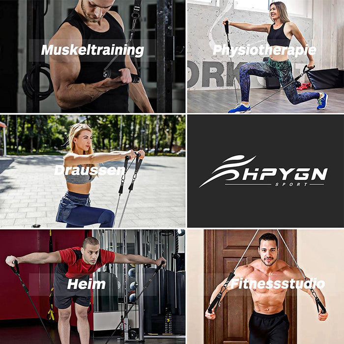 Fitnessbänder Set, 150lbs Resistance Bands 5 Verschiedene Stärken, Widerstandsbänder Set mit Griffen Knöchelriemen und Türanker Tragbarer Rucksack