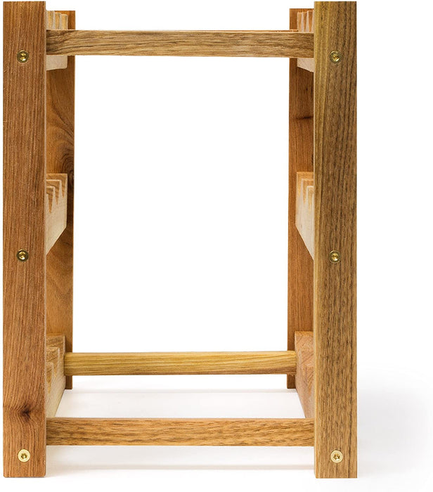 Flaschenregal 12 Flaschen Wein, H x B x T  28 x 21 x 42 cm, natürlich, Holz, Weinregal Walnuss mit 3 Ebenen