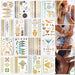 Flash Tattoos, Temporäre Klebe-Tattoos 16 Blätter Metallic Flash tattoos in Gold, Silber & Schwarz Temporäre Tätowierung Wasserdichte