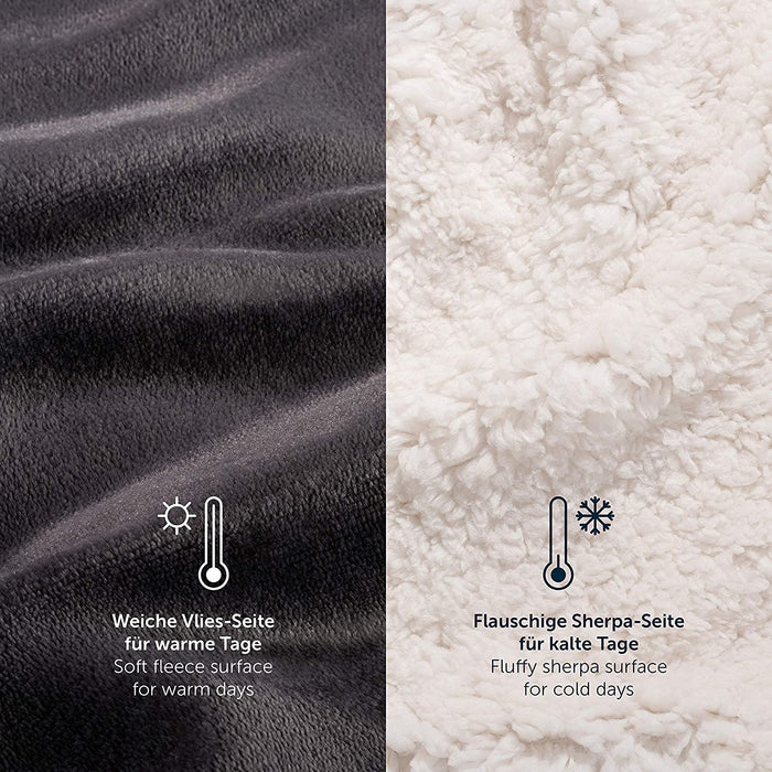 Flauschige Sherpa Kuscheldecke – hochwertige Wohndecke, super weiche Fleecedecke als Sofaüberwurf, Tagesdecke oder Wohnzimmerdecke, 150 x 200 cm