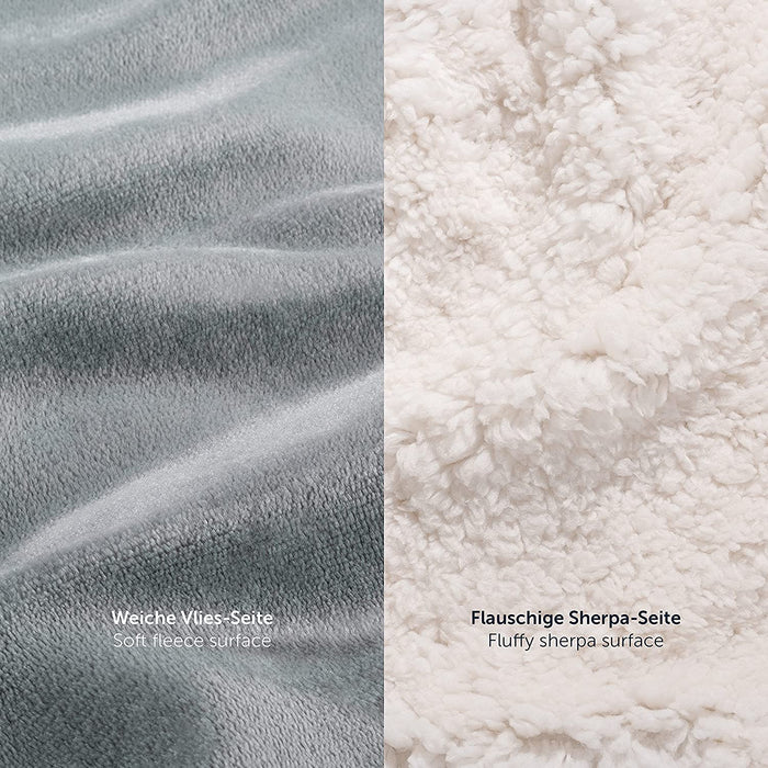 Flauschige Sherpa Kuscheldecke – hochwertige Wohndecke, super weiche Fleecedecke als Sofaüberwurf, Tagesdecke oder Wohnzimmerdecke, 150 x 200 cm, Grau