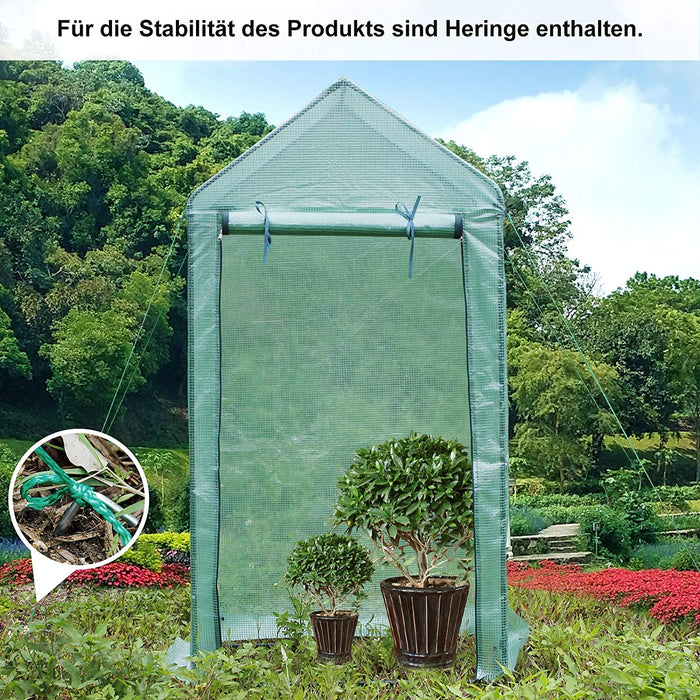 Foliengewächshaus Gewächshaus für Tomaten, mit Gitternetzfolie für Garten zur Aufzucht, spitzdach, Grün, 100×50×190cm (LxBxH) Mehrweg