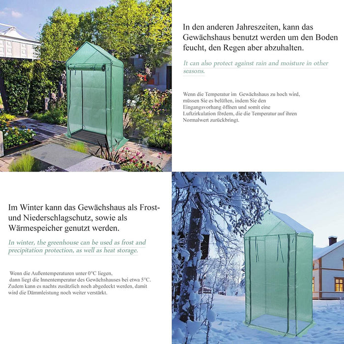 Foliengewächshaus Gewächshaus für Tomaten, mit Gitternetzfolie für Garten zur Aufzucht, spitzdach, Grün, 100×50×190cm (LxBxH) Mehrweg