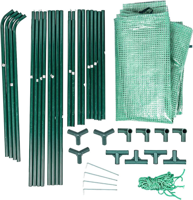 Foliengewächshaus Gewächshaus für Tomaten, mit Gitternetzfolie für Garten zur Aufzucht, spitzdach, Grün, 100×50×190cm (LxBxH) Mehrweg