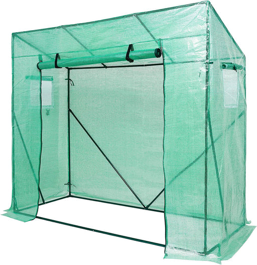 Foliengewächshaus Gewächshaus für Tomaten, mit Gitternetzfolie und Fernster für Garten zur Aufzucht, Schrägdach, Grün, 200 x 80 x 173/143cm