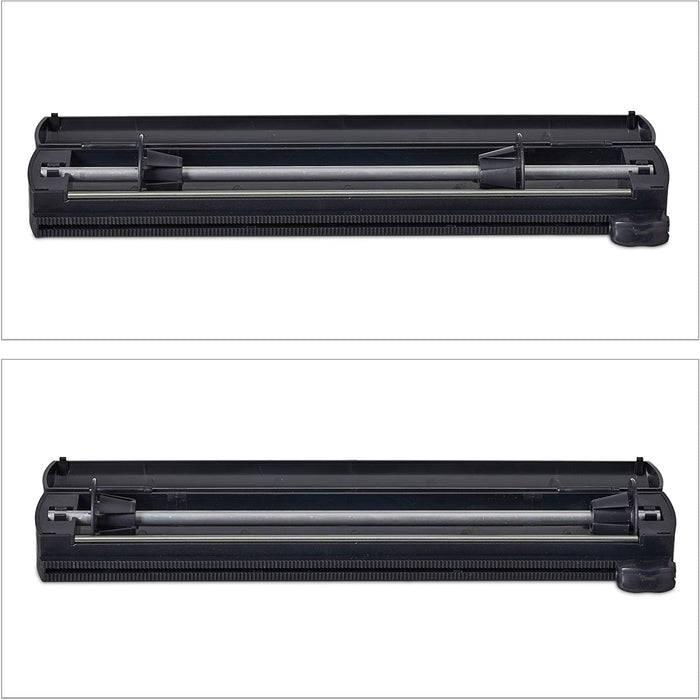 Folienschneider 2er Set, für Alu- & Frischhaltefolie, Sichtfenster, glattes Abtrennen, Folienabroller, schwarz, 5 x 37 x 8 cm