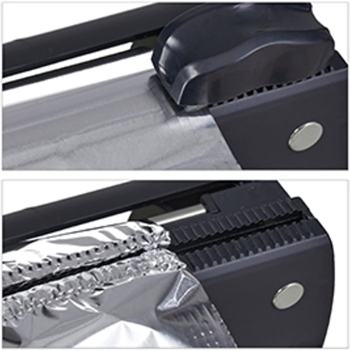 Folienschneider 2er Set, für Alu- & Frischhaltefolie, Sichtfenster, glattes Abtrennen, Folienabroller, schwarz, 5 x 37 x 8 cm