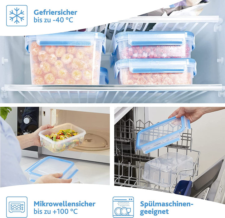 Frischhaltedose Mealprep-Set | 5-teiliges Set | Vorratsdosen | 0,8 Liter | 100% dicht + hygienisch | Frische Dichtung | Spülmaschinen-, Mikrowellen-, und Gefriergeeignet