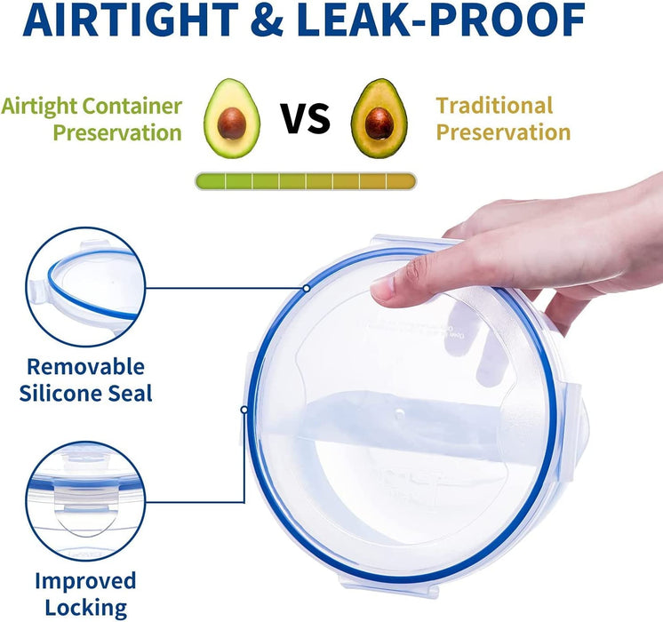 Frischhaltedose mit Deckel, 8 Teiliges(8 Behälter und 8 Deckel), Luftdicht und Auslaufsicher Vorratsdosen Set BPA Frei, Bentobox 