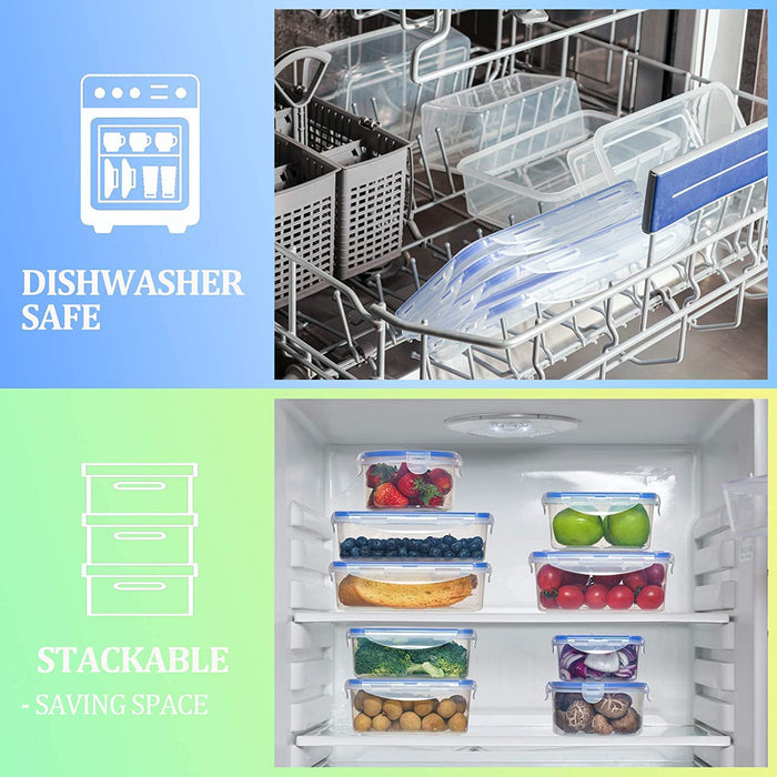 Frischhaltedose mit Deckel, 8 Teiliges(8 Behälter und 8 Deckel), Luftdicht und Auslaufsicher Vorratsdosen Set BPA Frei, Bentobox 