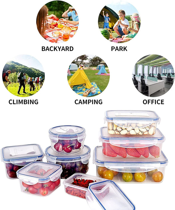 Frischhaltedose mit Deckel, 8 Teiliges(8 Behälter und 8 Deckel), Luftdicht und Auslaufsicher Vorratsdosen Set BPA Frei, Bentobox 