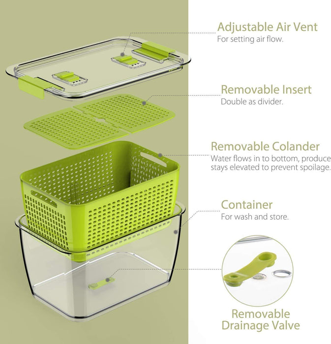 Frischhaltedosen Obst Gemüse mit Deckel, Vorratsdosen 3er Set 0.5L+1.7L+4.5L BPA frei, Frischhalteboxen dicht und trennbar, Kühlschrankdosen